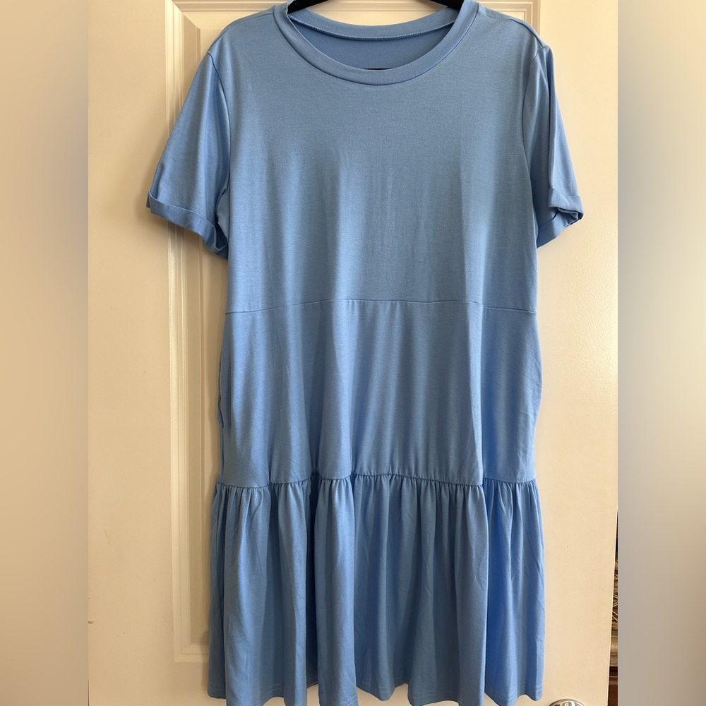 Light Blue Short Sleeve Dress